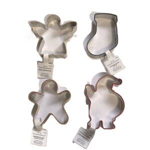 Christmas Cookie Cutters with Silicone Trim Stainless Steel  Set of 4